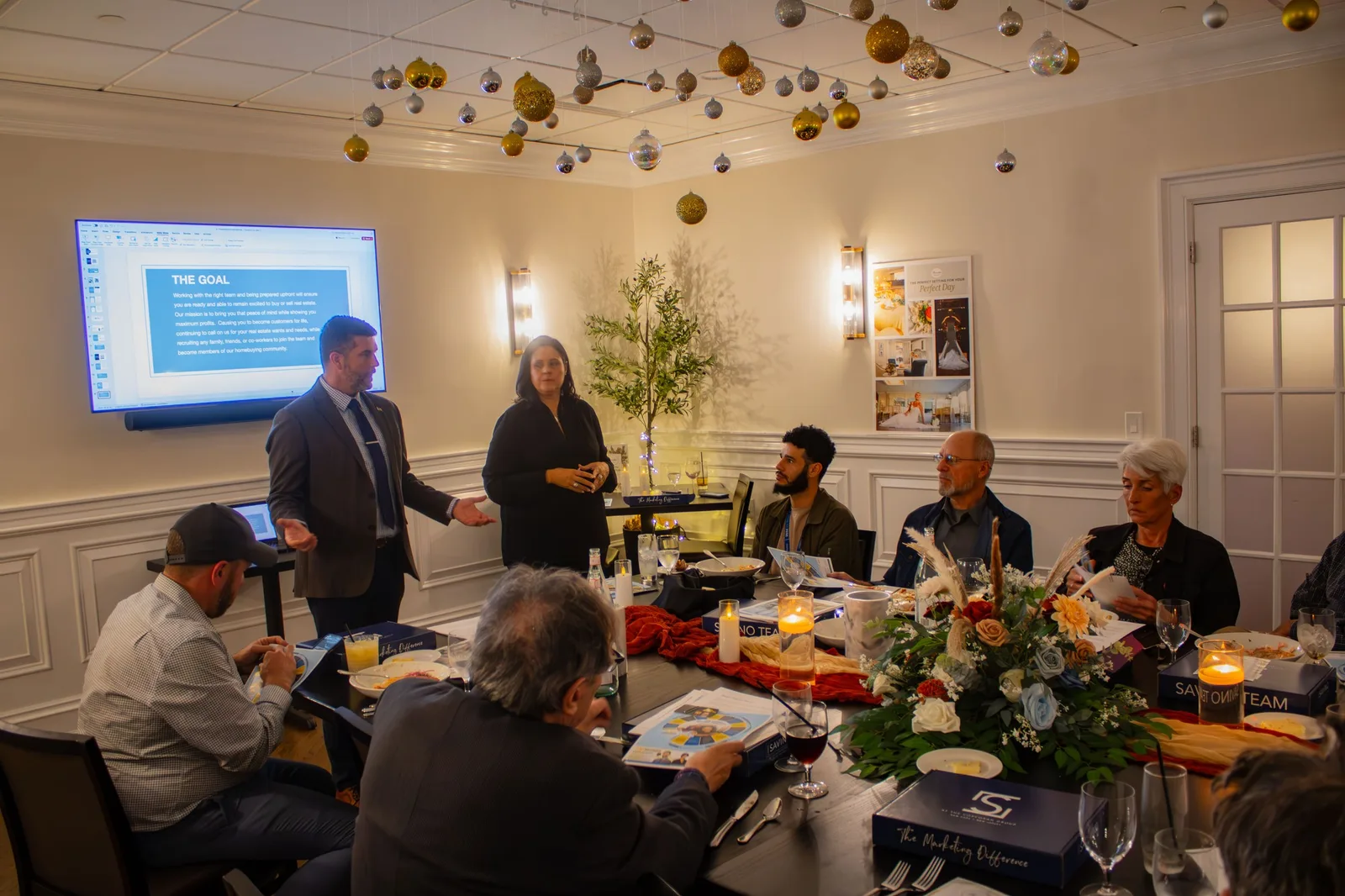 Corporate dinner and presentation in The Squire's private dining room